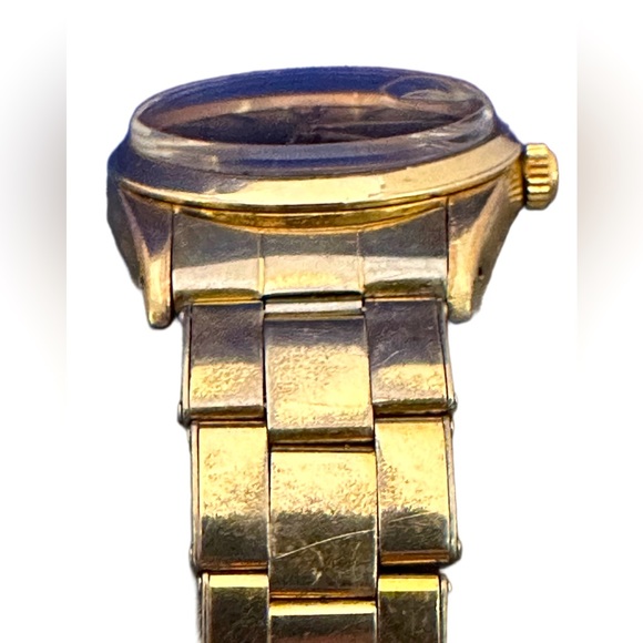 ROLEX Men's Oyster Date Gold-Plated Watch, Black Dial, Ref. 3131, 1950s. - Picture 5 of 16